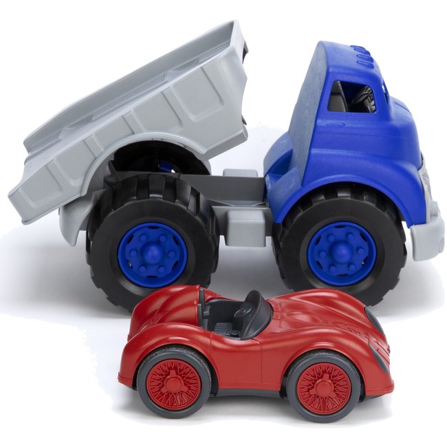 Green Toys Flatbed Truck With Race Care Blue