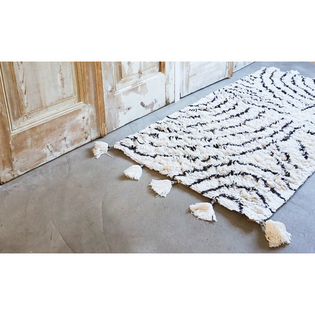 KidsDepot Berber Teppich Schwarz-Weiß 80 x 150 cm