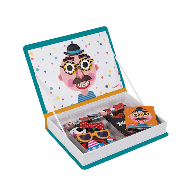 Janod Magneti'Book Crazy Faces Boys 70 Pieces