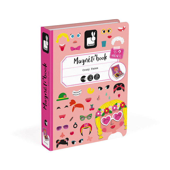 Janod Magneti'Book Crazy Faces Girls 55 Pieces