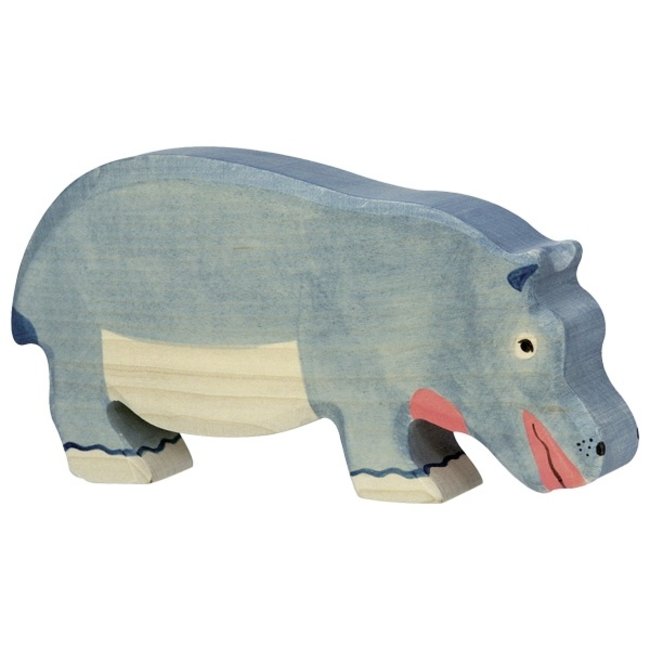 Holztiger Hippopotamus Eating 80161 18.5 cm
