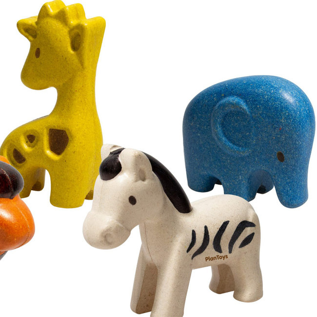 PlanToys Wild Animals Set Wood 6128
