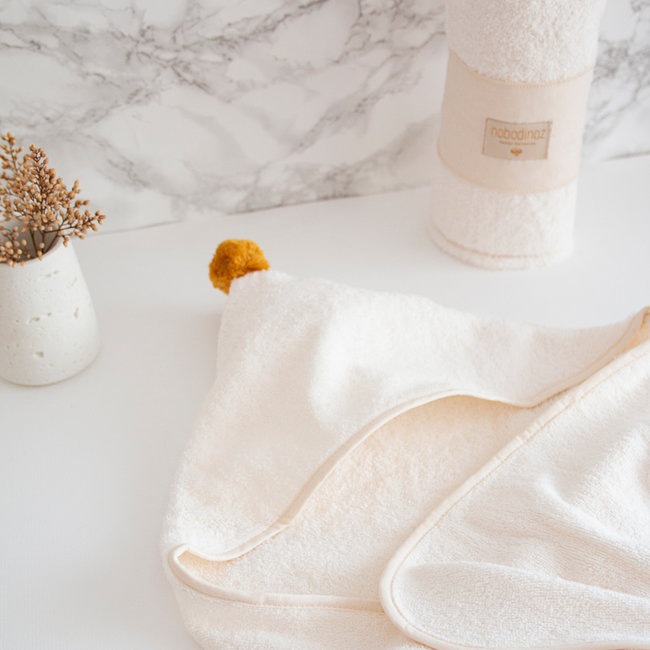 Nobodinoz Baby Bath Cape So Cute Natural White