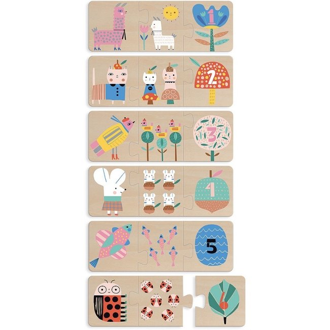 Vilac 6 Wooden Puzzles Numbers