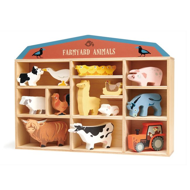 Tender Leaf Toys Farmyard Animals In Display Shelf