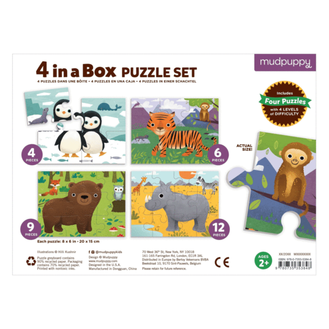 Mudpuppy 4 Puzzels Dieren 2 jaar+