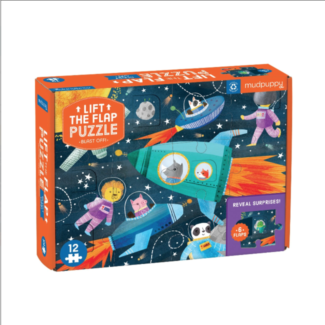 Mudpuppy Flapjes Puzzel Ruimtevaart 12 st.