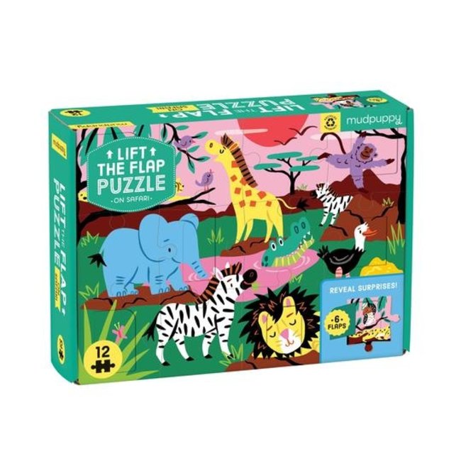 Mudpuppy Lift-the-Flap Puzzle Safari 12 pc.