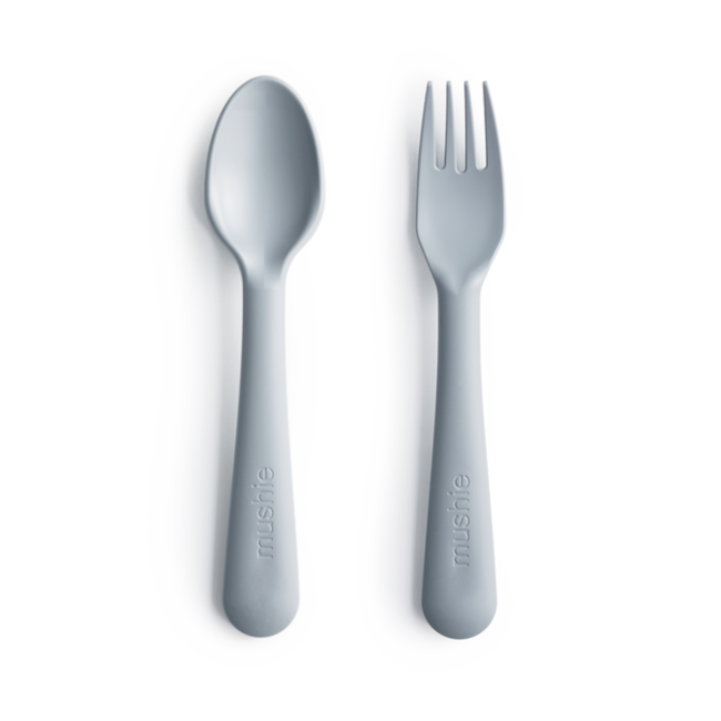 Mushie Kids Flatware Fork & Spoon Cloud