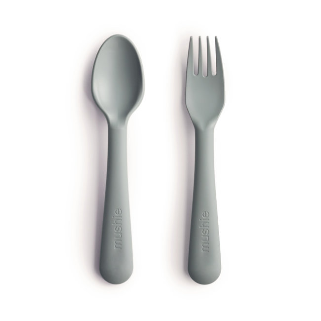 Mushie Kids Flatware Fork & Spoon Sage