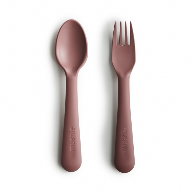 Mushie Kids Flatware Fork & Spoon Woodchuck - Rocket Toys