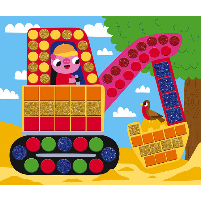 Janod Mozaïek Kaarten Voertuigen Stickers