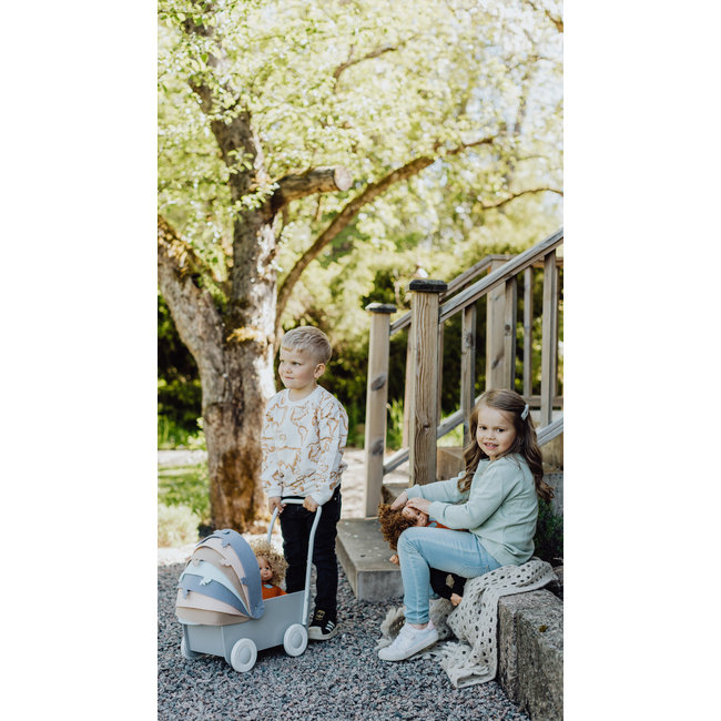 Skrallan Doll's Pram Wood Grey