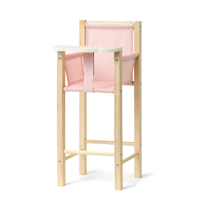 pink wooden dolls high chair