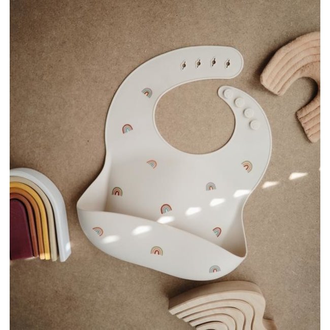 Mushie Siliconen Slab Regenboog Beige
