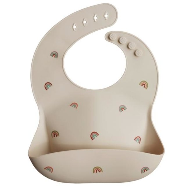 Mushie Silicone Bib Rainbow Beige
