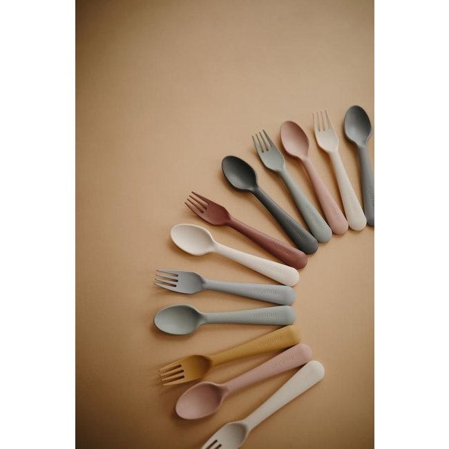 Mushie Kids Flatware Fork & Spoon Caramel