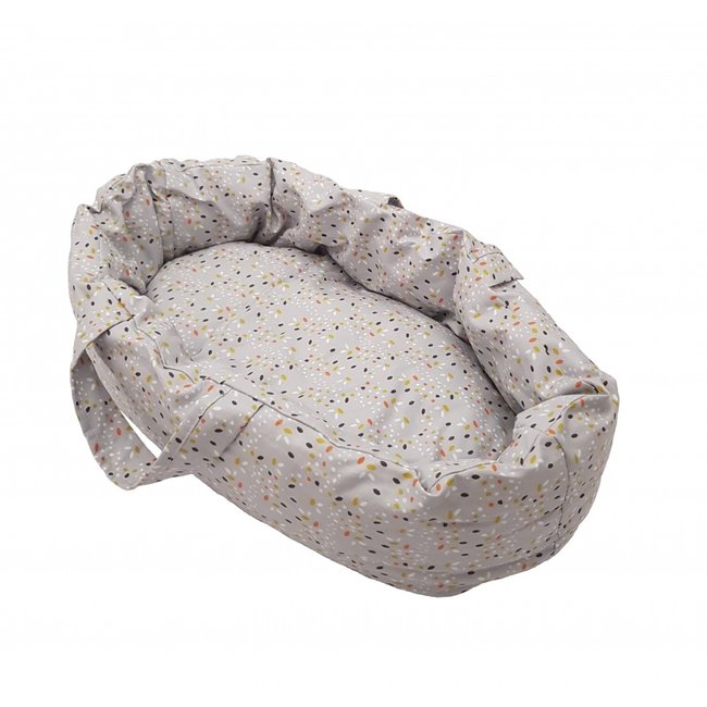 Hollie Poppenspeelgoed Doll Carrycot Retro Leaves Grey