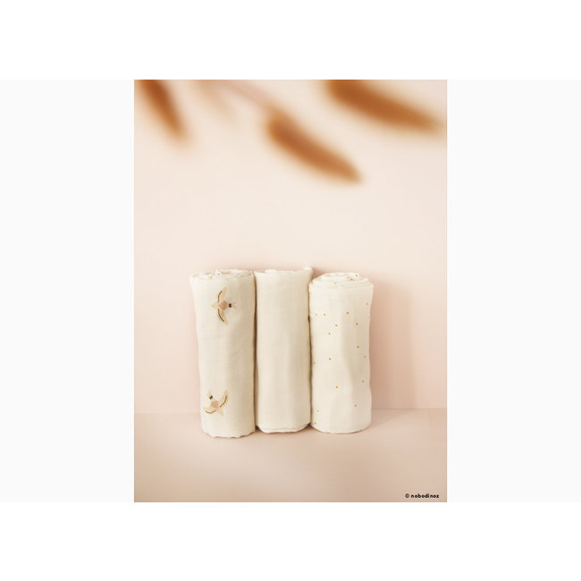 Nobodinoz Mullwindel-Set Natural 3er-Pack 70 x 70 cm