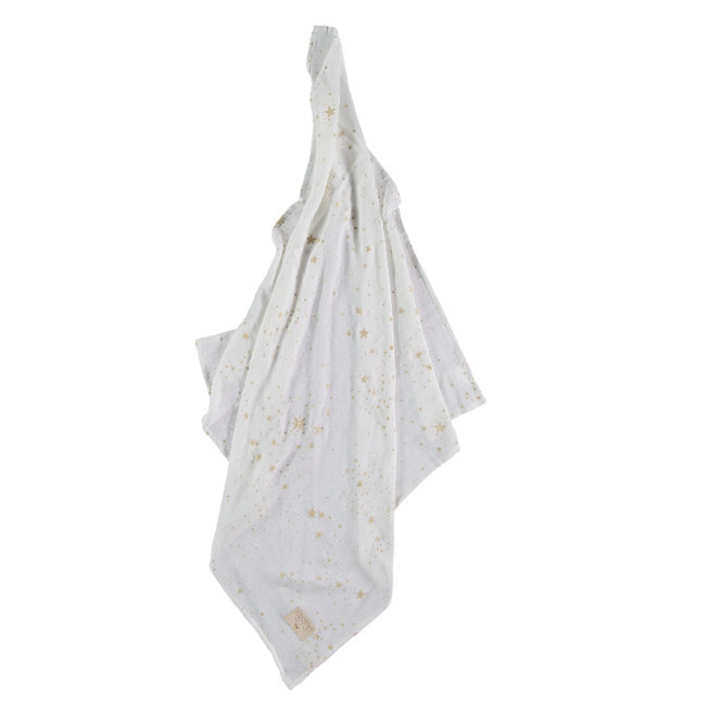 Nobodinoz Muslin Cloth Gold Stella White 70 x 70 cm