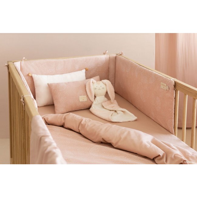 Nobodinoz Bed Bumper White Bubble Misty Pink