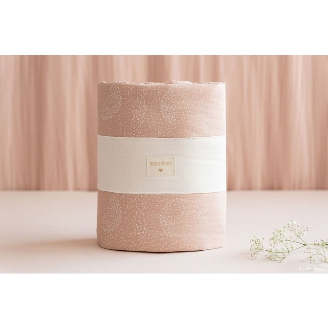 Nobodinoz Bed Bumper White Bubble Misty Pink