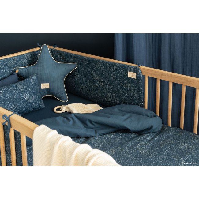 Nobodinoz Bed Bumper Gold Bubble Night Blue