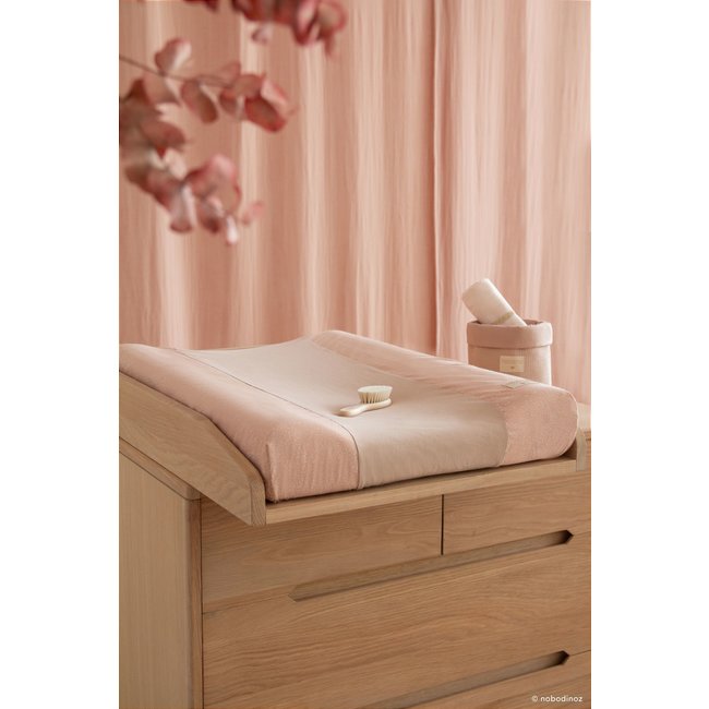 Nobodinoz Wickelauflagebezug White Bubble Misty Pink Rosa