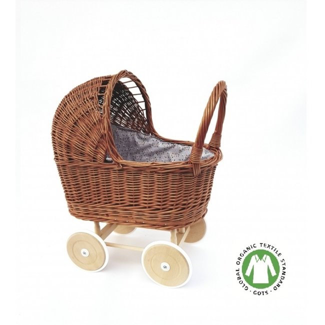 grey wicker pram