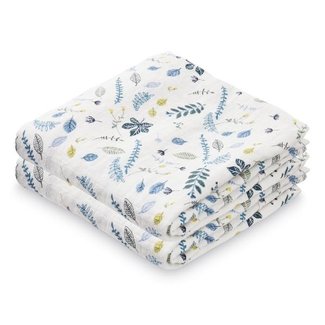 Cam Cam Copenhagen Muslin Cloths Pressed Leaves Blue 70 x 70 cm