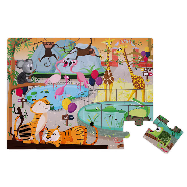 Janod Tactile Puzzle Day at the Zoo 20 pc.
