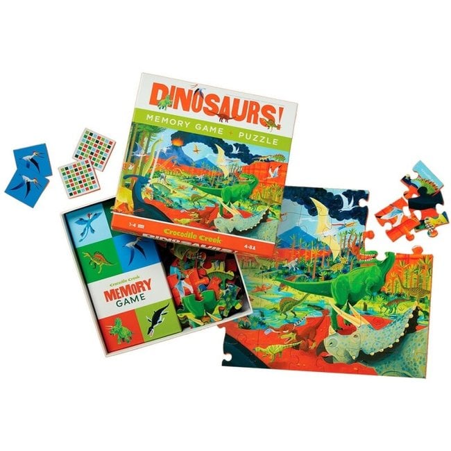 Crocodile Creek Memory & Puzzle Dinosaur 48 pc. - Rocket Toys