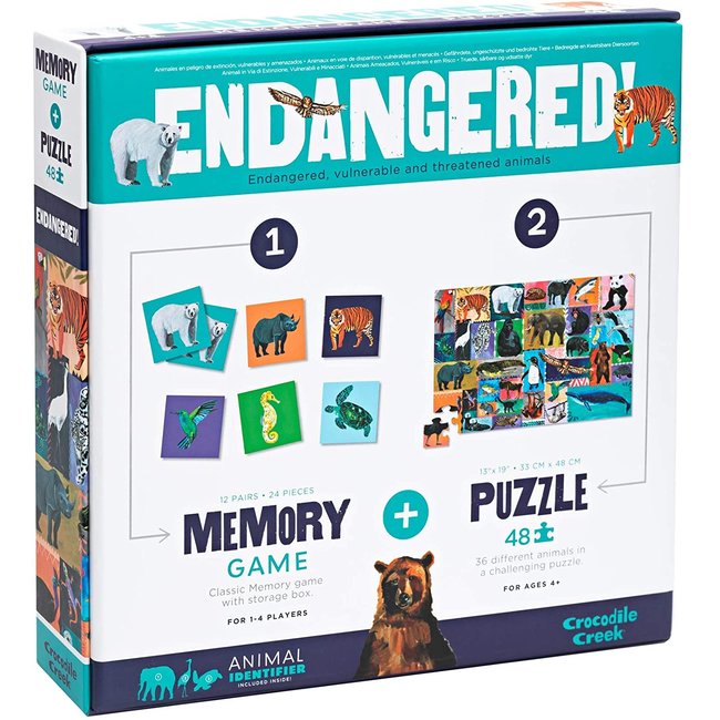 Crocodile Creek Puzzels Memo-Spiel & Puzzle Endangered 48 tlg.