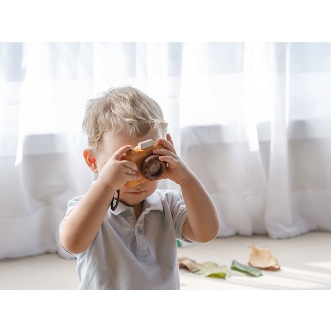 PlanToys Camera Hout Okergeel 5412