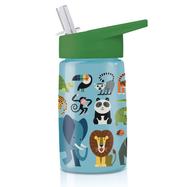 Crocodile Creek Puzzels Drinking Bottle With Straw Jungle Friends