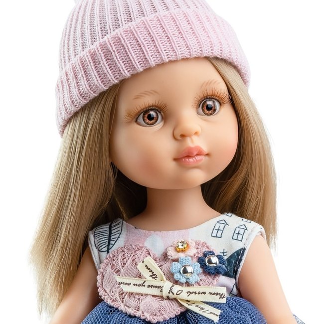 Paola Reina Pop Amigas Carla Tule Jurk Blauw 32 cm