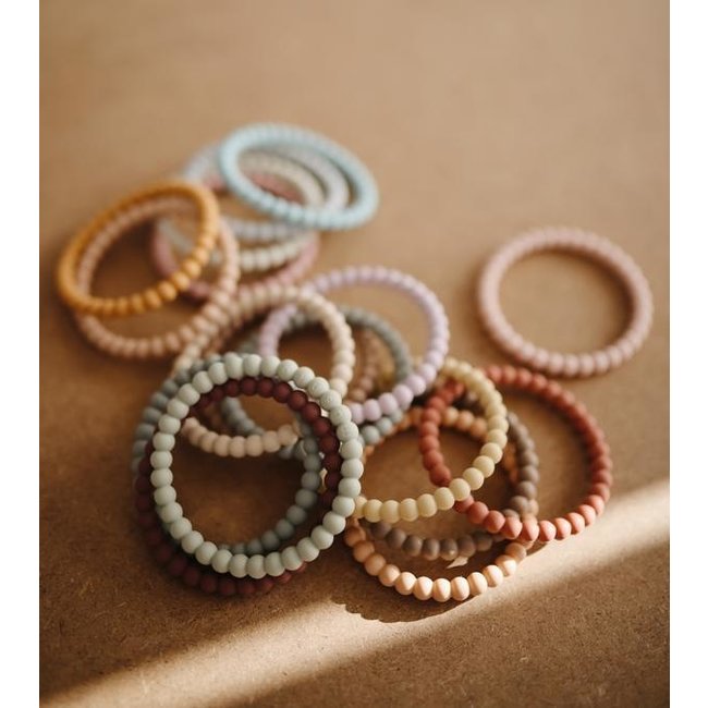 Mushie Beißringe Pearl Linen Peony Pale Pink