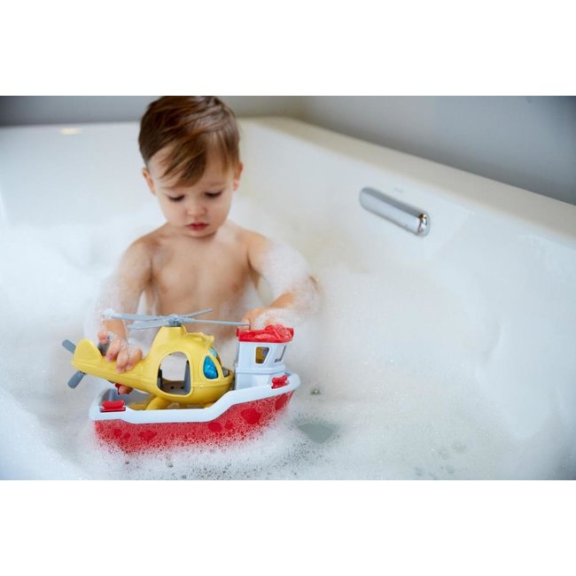 Green Toys Rescue Boat with Helicopter