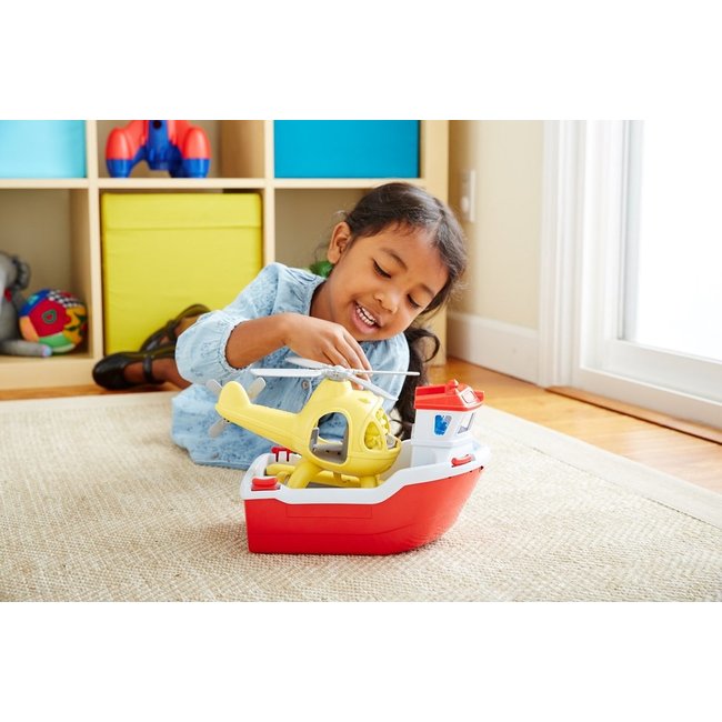 Green Toys Rescue Boat with Helicopter