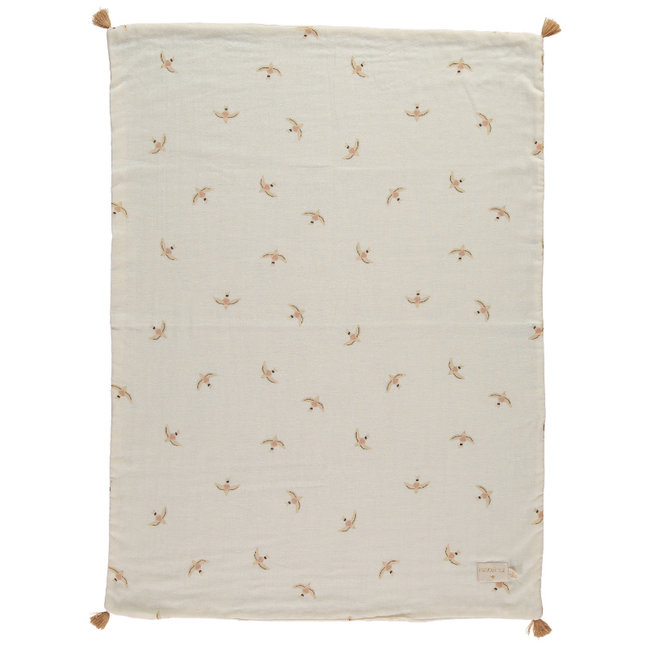 Nobodinoz Babydecke Treasure Haiku Birds Beige 100 x 70 cm