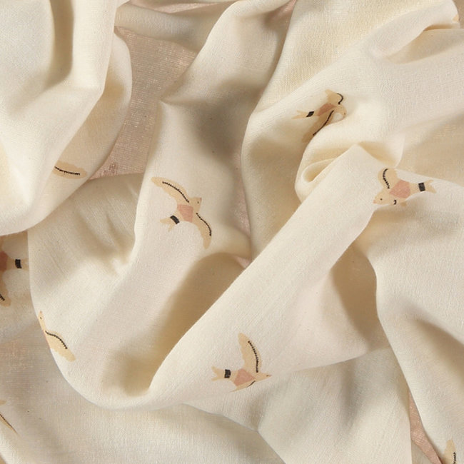 Nobodinoz Babydeken Treasure Haiku Birds Beige 100 x 70 cm