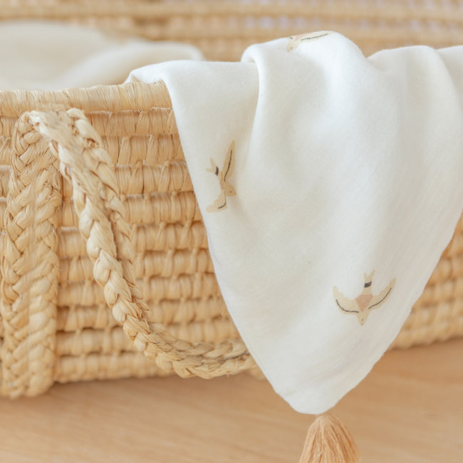 Nobodinoz Babydecke Treasure Haiku Birds Beige 100 x 70 cm