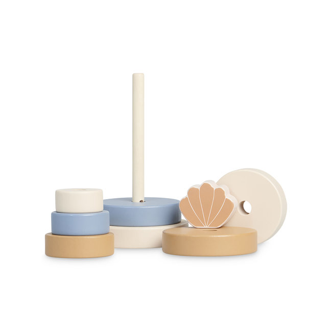 Jollein Stapeltoren hout Shell Blue Blauw