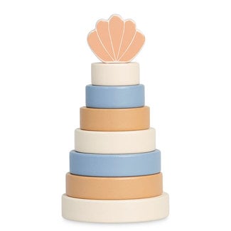 Jollein Stapeltoren hout Shell Blue Blauw