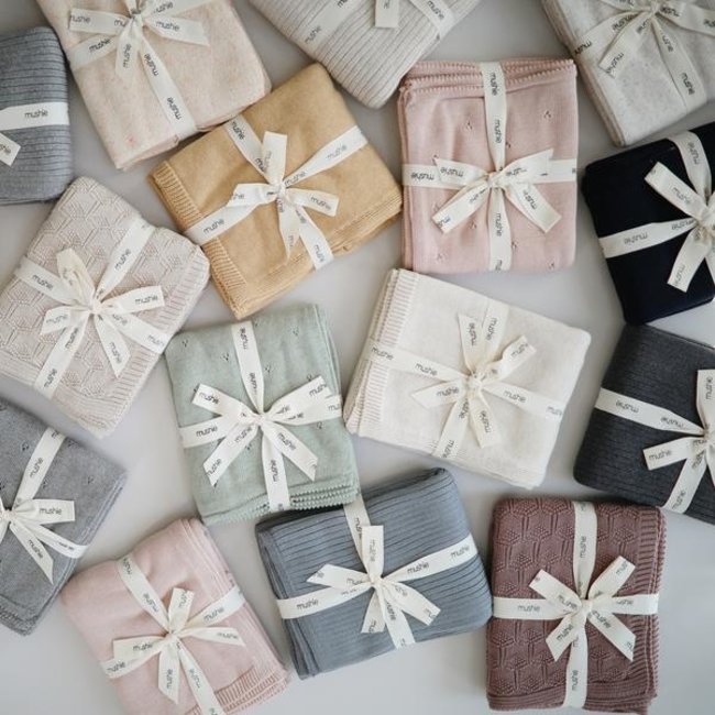 Mushie Babydecke Pointelle Sage Melange Grün 80 x 100 cm