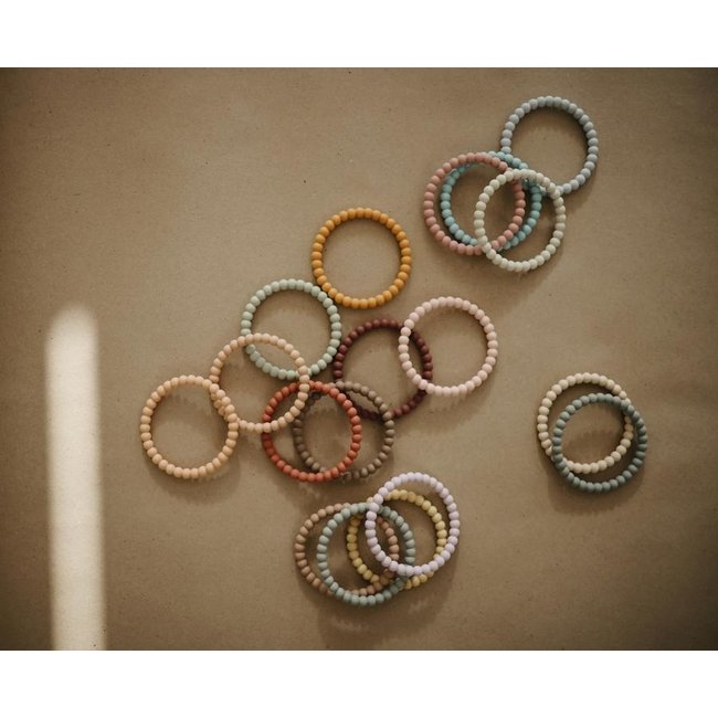 Mushie Teether Pearl Lilac Cyan Soft Peach