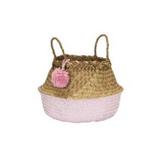 KidsDepot Basket Pompom Seagrass Pink M