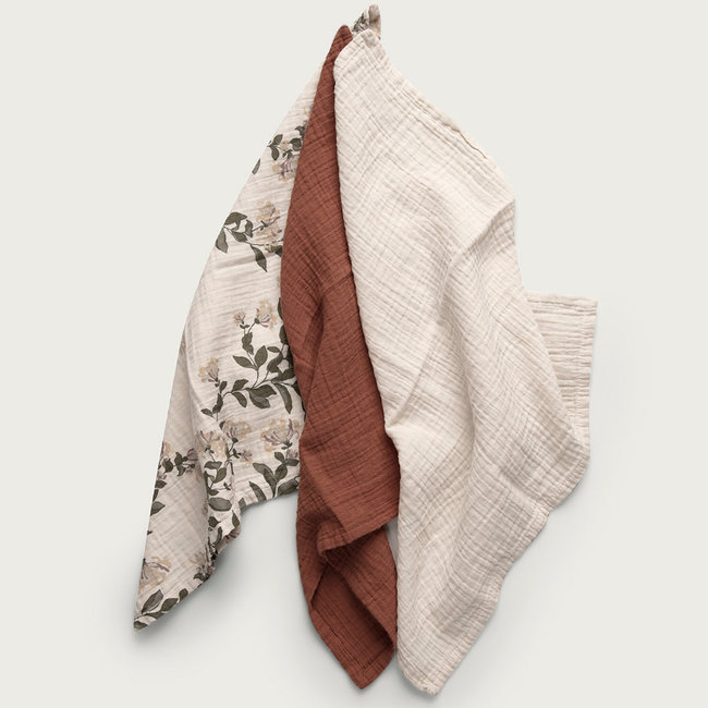Garbo & Friends Baby Burp Cloths Honeysuckle Beige 3 Pack