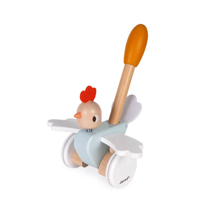 Janod Wooden Push Figure Chicken