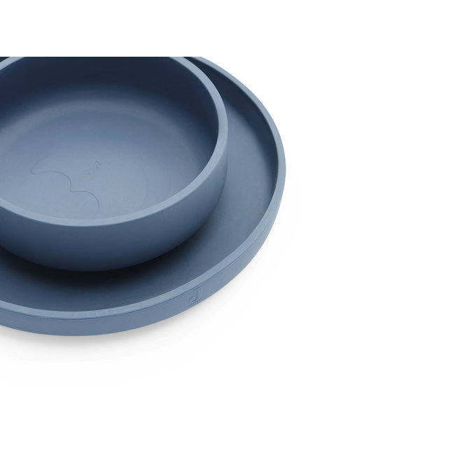 Jollein Kinderservies Siliconen Jeans Blue 4-delig